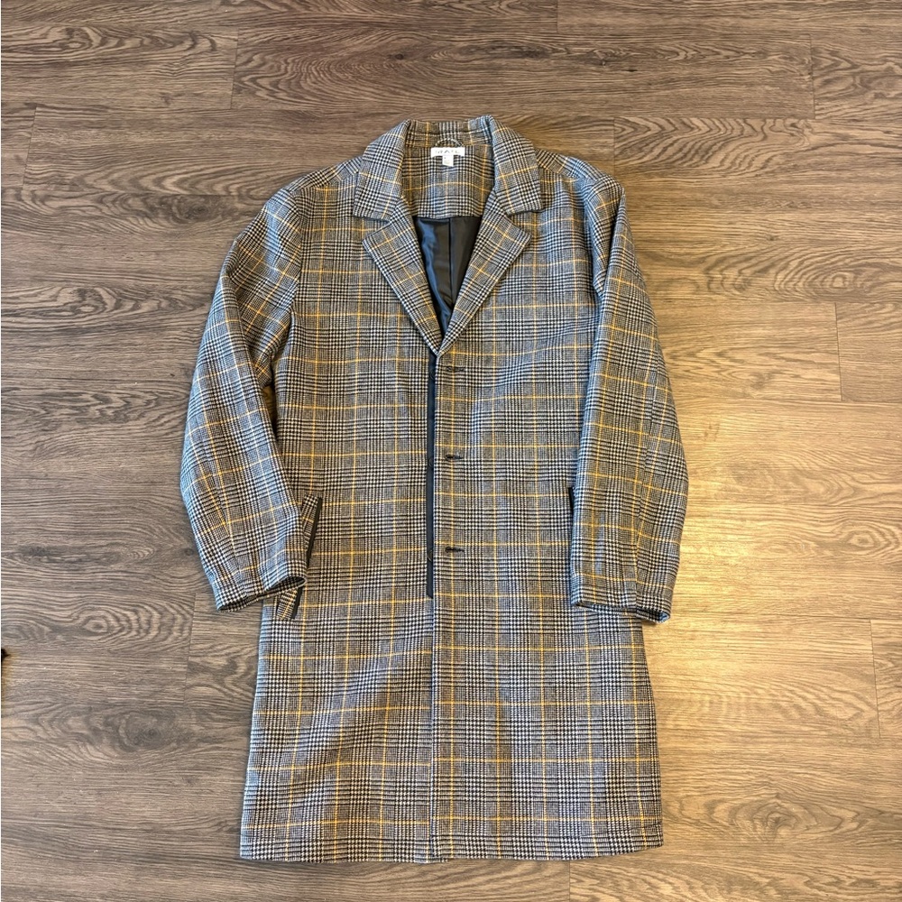 The Rail Men's Tan and Gray Plaid Trench Coat